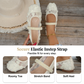 👡 50% OFF NOW! 🌸 Women's Lace Breathable Square-Toe Ballet Flats – Cushioned Footbed, Elastic Strap & Floral Texture ✨
