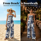 🏖️ 50% OFF NOW!✨ Strapless Wide-Leg Jumpsuit – Smocked Bodice & Porcelain Print – Flowy Resort Chic 💃