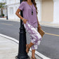 👗 50% OFF NOW! 🌿 Casual Round Neck Layered Tunic Top & Wide Leg Pants Set – Asymmetrical Hem, Printed Pants & Breathable ✨