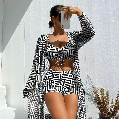 👙 50% OFF NOW! 🌊 Women's 3-Piece Geometric Print Swimwear Set – Versatile, Supportive & Quick-Drying ✨