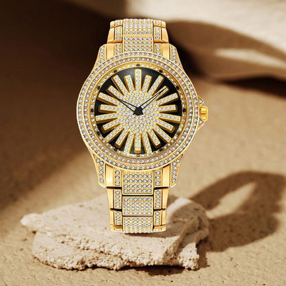 ⌚ 50% OFF NOW! 💎 Men's Iced-Out Watch with Rotating Dial – Sparkling Crystals, Precise Quartz & Durable Mineral Glass ✨