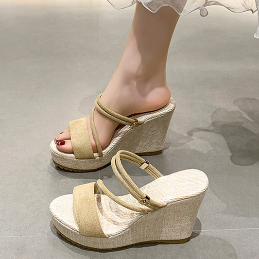 👡 50% OFF NOW! 💃 Women's Platform Wedge Sandals – 10cm Wedge Heel, Convertible Straps & Non-Slip Outsole ✨