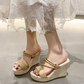 👡 50% OFF NOW! 💃 Women's Platform Wedge Sandals – 10cm Wedge Heel, Convertible Straps & Non-Slip Outsole ✨