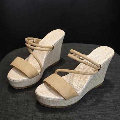 👡 50% OFF NOW! 💃 Women's Platform Wedge Sandals – 10cm Wedge Heel, Convertible Straps & Non-Slip Outsole ✨
