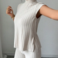 👗 50% OFF NOW! ✨ Two-Piece Sleeveless Set – Polo Neck & Wide Leg – Ribbed Texture & Chic 🕶️
