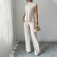 👗 50% OFF NOW! ✨ Two-Piece Sleeveless Set – Polo Neck & Wide Leg – Ribbed Texture & Chic 🕶️