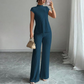 👗 50% OFF NOW! ✨ Two-Piece Sleeveless Set – Polo Neck & Wide Leg – Ribbed Texture & Chic 🕶️