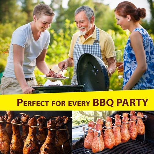 🍗 50% OFF NOW! 🔥 Roasted Chicken Drumstick Rack – Stainless Steel, Foldable & 14 Slots – Even Cooking, No Burnt Spots – BBQ Essential ✨