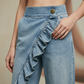 👖 50% OFF NOW! 💙 Women's Asymmetrical Ruffle Wide-Leg Denim Pants – High-Waisted, Premium Denim & Functional Pockets ✨