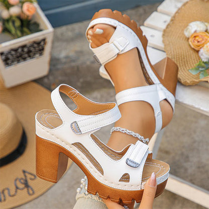 👡 50% OFF NOW! ☀️ Women's Summer Platform One-Strap Sandals – Adjustable Velcro, Cushioned Insole & Anti-Slip Grip 🏖️
