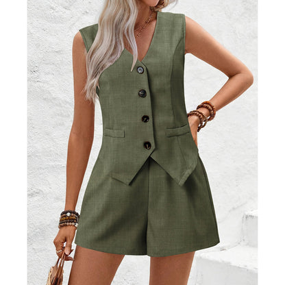 👚 50% OFF NOW! 🩳 Women's V-Neck Vest & Shorts 2-Piece Set – Flattering Fit, Breathable Fabric & Versatile Style ✨