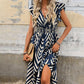 👗 50% OFF NOW! 🌺 Women's Elegant Printed V-Neck Dress – Bold Print, Waist Cinching & Breathable Fabric ✨