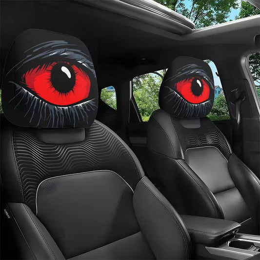 👁️‍🗨️ 50% OFF NOW! 🚗 Spooky Red Eye Car Headrest Cover – Unique Design, Stretch Fabric & Easy Installation 🎃