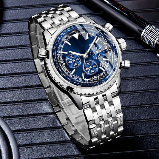 ⌚ 60% OFF NOW! ✨ Men's Classic Multifunctional Business Watch – Stainless Steel, Chronograph & 30M Water Resistant 📅