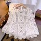 👚 50% OFF NOW! 🌸 Women's Vintage-Inspired Lace Cover-Up Blouse – Boho Crochet, Hollow-Out Pattern & Flare Sleeves ✨