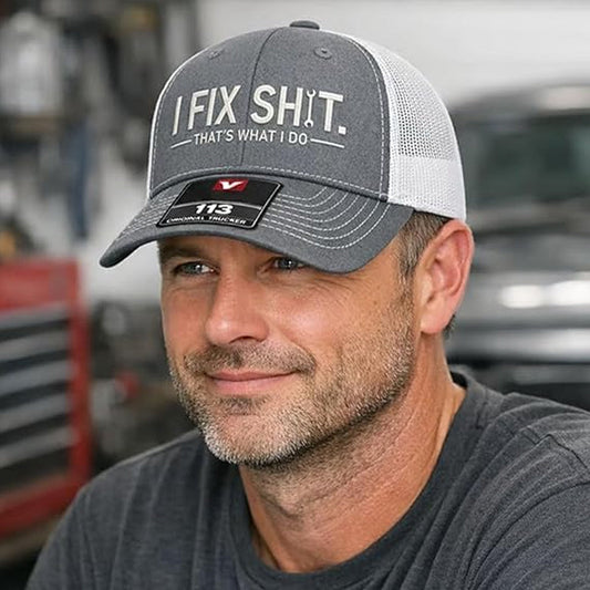 🧢 50% OFF NOW! ✨ "I Fix Shit" Embroidered Trucker Hat – Breathable Mesh, Sun Protection & Bold Humorous Gift 🛠️