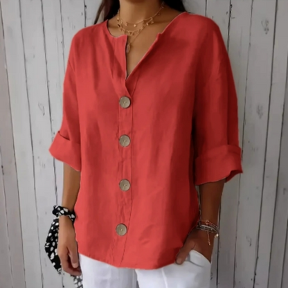 👚 50% OFF NOW! 🌿 Women's Loose Button-Down Top – Breathable, Wrinkle-Resistant & Easy Care – Perfect for Casual or Office ✨
