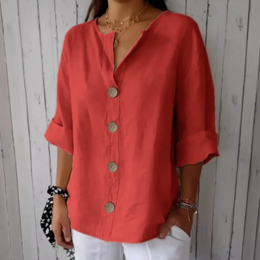 👚 50% OFF NOW! 🌿 Women's Loose Button-Down Top – Breathable, Wrinkle-Resistant & Easy Care – Perfect for Casual or Office ✨