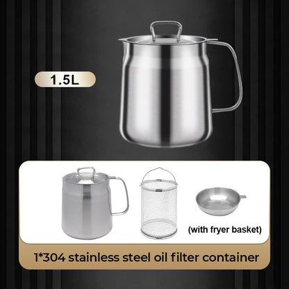 🍳 50% OFF NOW!✨ Multi-Function Oil Filter Container – Large Capacity Stainless Steel Strainer – Reusable Cooking Oil Saver & Storage Pot 🛢️