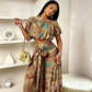 👗 50% OFF NOW! 🌺 Printed Off-Shoulder 2-Piece Set – Puff Sleeve & High-Waist – Boho Chic & Versatile 🏖️