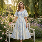 👗 50% OFF NOW! 🌸 Ethereal Flutter Sleeve Fit-and-Flare Dress – Square Neckline, Cinched Waist & Vintage Floral 🦋