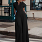 💃 50% OFF NOW! 🌺 Women's V-Neck Wide-Leg Jumpsuit – High-Waisted & Office to Evening ✨