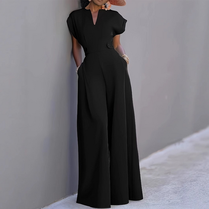 💃 50% OFF NOW! 🌺 Women's V-Neck Wide-Leg Jumpsuit – High-Waisted & Office to Evening ✨
