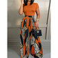 👗 50% OFF NOW! 👠 Women's Top & Wide-Leg Pants 2-Piece Set – High Waist & Vibrant Print 🎨