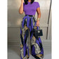 👗 50% OFF NOW! 👠 Women's Top & Wide-Leg Pants 2-Piece Set – High Waist & Vibrant Print 🎨
