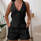 👗 50% OFF NOW! ☀️ Halter Vest & Shorts 2-Piece Set – Chic Summer Style, V-Neck & Pleated Design – Effortless Vacation Look 🏖️