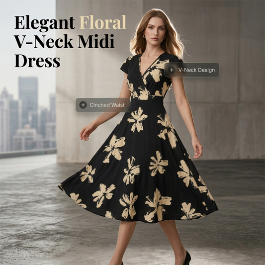 👗 50% OFF NOW! 🌸 Women's Casual Printed V-Neck Ruffle Dress – Playful, Feminine & Ready-to-Wear ✨