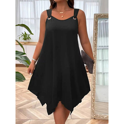 👗 50% OFF NOW! 💃 Women's Sleeveless Dress with Asymmetrical Hem – Chic & Flowy ✨