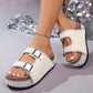 👡 50% OFF NOW! 🏖️ Double Buckle Cork Slide Sandals – Sparkling, Comfy & Effortlessly Chic – Perfect for Summer & Beach ✨