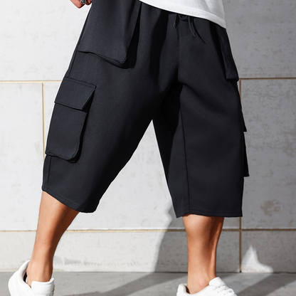 🩳 50% OFF NOW! 🔧Men's Casual Cargo Capri Shorts – Large Pockets & Wide-Leg Fit 🌲