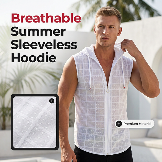 🏋️‍♂️ 50% OFF NOW! ☀️ Men's Summer Sleeveless Zip-Up Hoodie Top – Breathable & Lightweight 💪