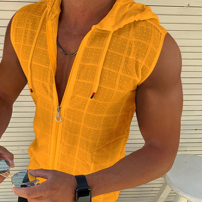 🏋️‍♂️ 50% OFF NOW! ☀️ Men's Summer Sleeveless Zip-Up Hoodie Top – Breathable & Lightweight 💪