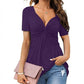 👚 50% OFF NOW! 💃 Women's Short Sleeve V-Neck Twist Front Tunic Top – Flattering & Comfy ✨
