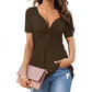 👚 50% OFF NOW! 💃 Women's Short Sleeve V-Neck Twist Front Tunic Top – Flattering & Comfy ✨