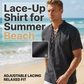 👕 50% OFF NOW! 🏖️ Men’s Casual Lace-Up Short Sleeve Shirt – Breathable Linen Blend ☀️