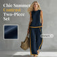 👚 LIMITED TIME 50% OFF! 👖 Casual Sleeveless Colorblock Top & Wide-Leg Pants Set – Soft, Breathable & Flowy 🌸