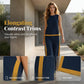 👚 LIMITED TIME 50% OFF! 👖 Casual Sleeveless Colorblock Top & Wide-Leg Pants Set – Soft, Breathable & Flowy 🌸