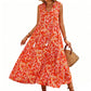 🎨 50% OFF NOW! 💃 Abstract Print Tiered Midi Dress – Flowy, Boho Chic & Breathable – Perfect for Summer Vacations ✨