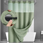 🚿 50% OFF NOW! 🛁 Waffle Pattern Shower Curtain – Double Waterproof & Snap Design – Clear Top Window & Modern Texture 🏠