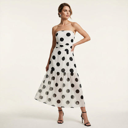 👗 50% OFF NOW! 🌸 Polka Dot Strapless Dress – Flowy Summer Must-Have & Chic Flirty Style – Lightweight & Perfect for Beach Vacations 🏖️