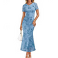 🌸 50% OFF NOW!💃 Women's Floral Mesh Mermaid Dress – Ruched Waist & Romantic Style – Perfect for Date Night ✨