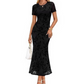 🌸 50% OFF NOW!💃 Women's Floral Mesh Mermaid Dress – Ruched Waist & Romantic Style – Perfect for Date Night ✨