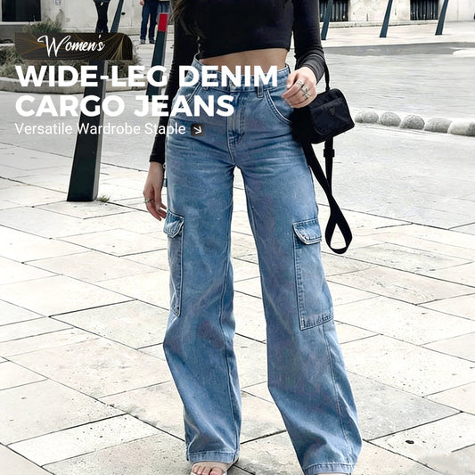 👖 50% OFF NOW! ✨ Women's Wide-Leg Cargo Jeans – High Waist & Multi-Pocket – Stretch Denim & Streetwear Style 🚶‍♀️