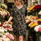 👗 50% OFF NOW! 🌿 Women's Camo T-Shirt Dress – V-Neck & Side Pockets – Relaxed Fit & Banded Hem – Plus Size Friendly 🚶‍♀️