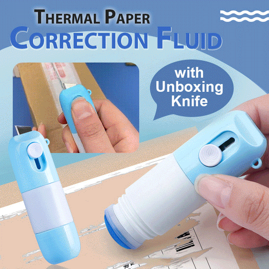 🔪 BUY 1 GET 1 FREE⚡ Thermal Paper Correction Fluid with Unboxing Knife – 2-in-1 Privacy Protector & Box Cutter 🔒