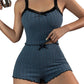 🛌 50% OFF NOW!🌸 Ribbed Pajama Set – Cami & Shorts with Lace Trim – Soft Knit Sleepwear – Cozy Loungewear for Women 💤